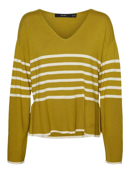 VERO MODA Pullover 'HAPPINESS'  oliven / hvid