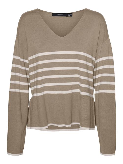 VERO MODA Pullover 'HAPPINESS'  creme / brun