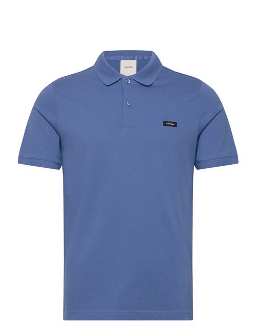 Stretch Pique Slim Button Polo Calvin Klein Blue
