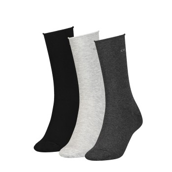 Calvin Klein Legwear Calvin Klein Strømper 3P Emma Roll Top Crew Socks Grå Strl 37/41 Dame