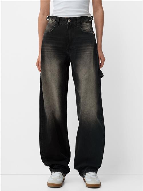 Bershka Jeans  lysebrun / sort