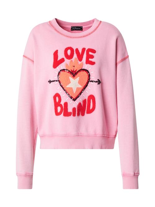 Grace Sweatshirt 'LOVE IS BLIND'  lyserød / rød / sort / hvid