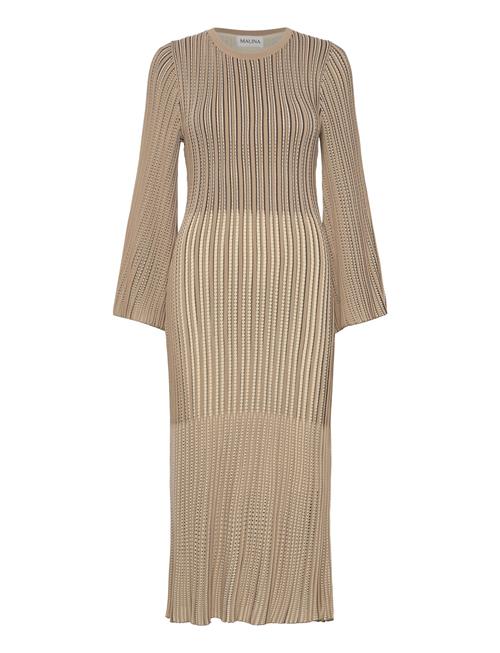 Lexi Contrast Knitted Midi Dress Malina Beige