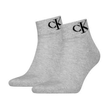 Calvin Klein Legwear Calvin Klein Strømper 2P Monogram Quarter Socks Grå Str 39/42 Herre