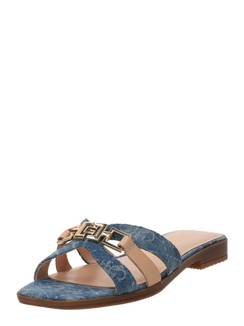 Se GUESS Pantoletter 'REALLA3'  beige / blue denim / pastelblå ved About You