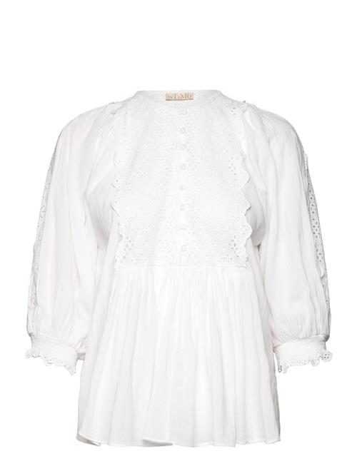 Cotton Slub Embroidery Blouse By Ti Mo White