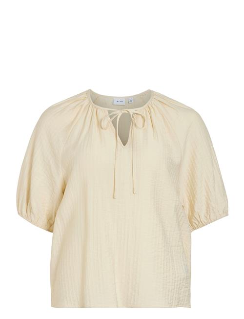 Se Viclo 2/4 V-Neck Top - Noos Vila Cream ved Booztlet