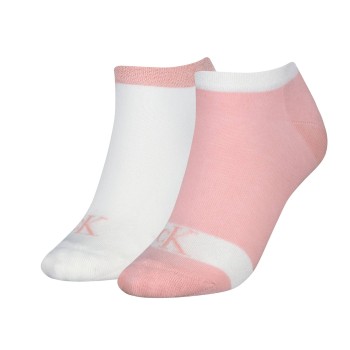 Calvin Klein Legwear Calvin Klein Strømper 2P Glossy Sneaker Socks Hvid/Rosa Str 39/42 Dame