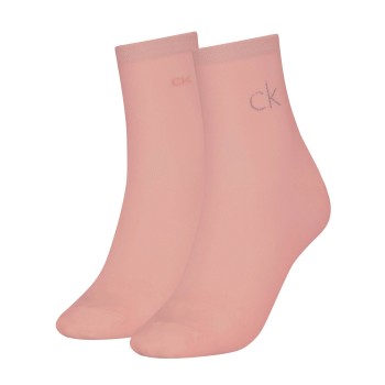 Calvin Klein Legwear Calvin Klein Strømper 2P Shiny Logo Short Socks Rosa Str 39/42 Dame