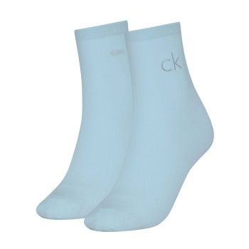 Calvin Klein Legwear Calvin Klein Strømper 2P Shiny Logo Short Socks Lyseblå Str 35/38 Dame