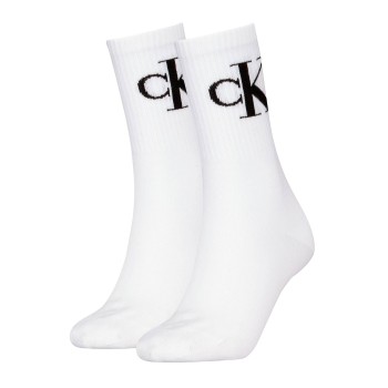 Calvin Klein Legwear Calvin Klein Strømper 2P Women Monogram Crew Socks Hvid Str 39/42 Dame