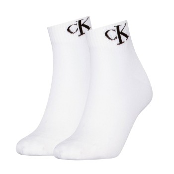 Calvin Klein Legwear Calvin Klein Strømper 2P Women Monogram Quarter Socks Hvid Str 39/42 Dame