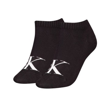 Calvin Klein Legwear Calvin Klein Strømper 2P Women Monogram Sneaker Socks Sort Str 35/38 Dame