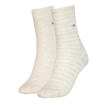 Tommy Hilfiger Legwear Tommy Hilfiger Strømper 2P Classic Small Stripe Socks Vanille Str 35/38 Dame