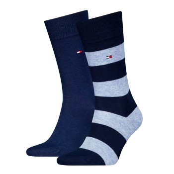 Tommy Hilfiger Legwear Tommy Hilfiger Strømper 2P Men Rugby Sock Blå/Lyseblå Str 43/46 Herre