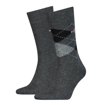 Tommy Hilfiger Legwear Tommy Hilfiger Strømper 2P Men Sock Check Mørkgrå  Str 43/46 Herre