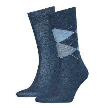 Tommy Hilfiger Legwear Tommy Hilfiger Strømper 2P Men Sock Check Jeansblå Str 43/46 Herre