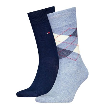 Tommy Hilfiger Legwear Tommy Hilfiger Strømper 2P Men Sock Check Blå/Lyseblå Str 43/46 Herre