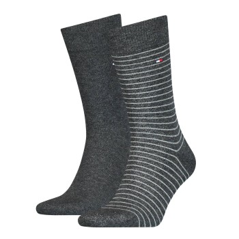 Tommy Hilfiger Legwear Tommy Hilfiger Strømper 2P Men Sock Stripe Mørkgrå  Str 39/42 Herre