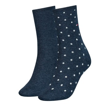 Tommy Hilfiger Legwear Tommy Hilfiger Strømper 2P Women Dot Sock Jeansblå Str 39/42 Dame