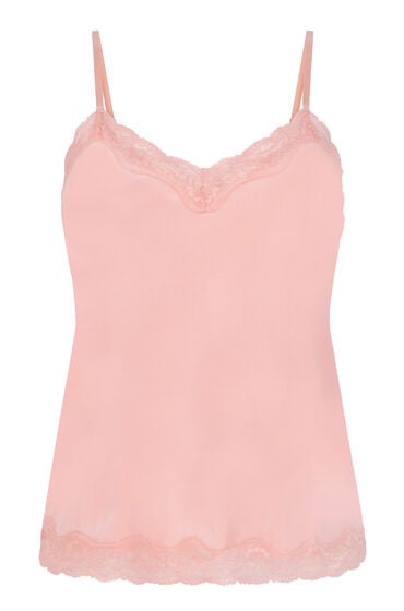 Se Hunkemöller Cami top Velours Lace pink ved Hunkemøller