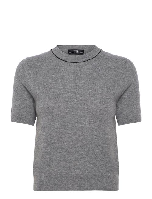 Short-Sleeved Wool Sweater Mango Grey