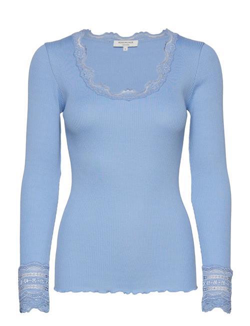 Rwbenita Silk Ls O-Neck Lace T-Shir Rosemunde Blue