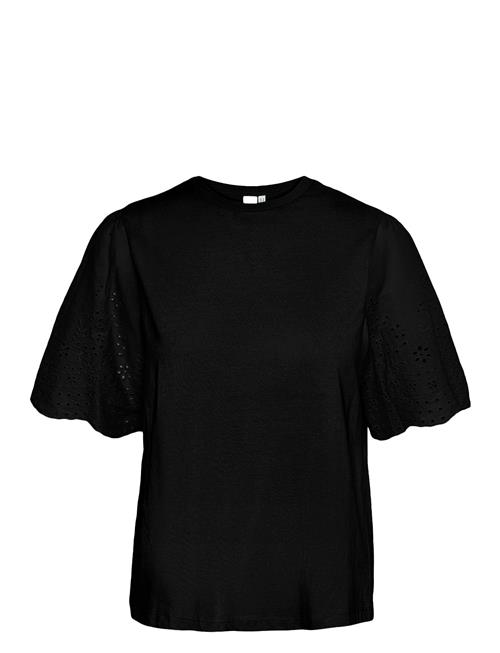 Yaslex Ss Top W. Emb Sleeves S. Noos YAS Black