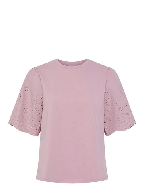 Yaslex Ss Top W. Emb Sleeves S. Noos YAS Pink