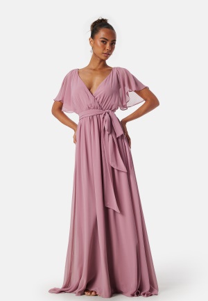 Goddiva Flutter Chiffon Maxi Dress Lavender XXL (UK18)