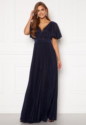 Se Goddiva Flutter Glitter Dress Navy S (UK10) ved Bubbleroom