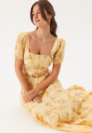 FOREVER NEW Marigold Panel Midi Dress Gold Layla Botanica 40(UK12)