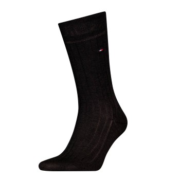 Tommy Hilfiger Legwear Tommy Hilfiger Strømper Premium Rib Crew Socks Mørkgrå  Str 45/46 Herre