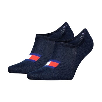 Tommy Hilfiger Legwear Tommy Uni TJ Flag Footie Socks Strømper 2P Marineblå Str 39/42