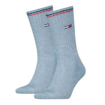 Tommy Hilfiger Legwear Tommy Uni TJ Iconic Crew Socks Strømper 2P Lyseblå Str 39/42