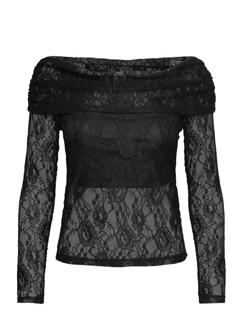 Slfmista Ls Off Shoulder Lace Top Selected Black