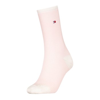 Tommy Hilfiger Legwear Tommy Hlfiger Women Premium Stripe Socks Strømper Hvid/Rosa Str 35/38 Dame