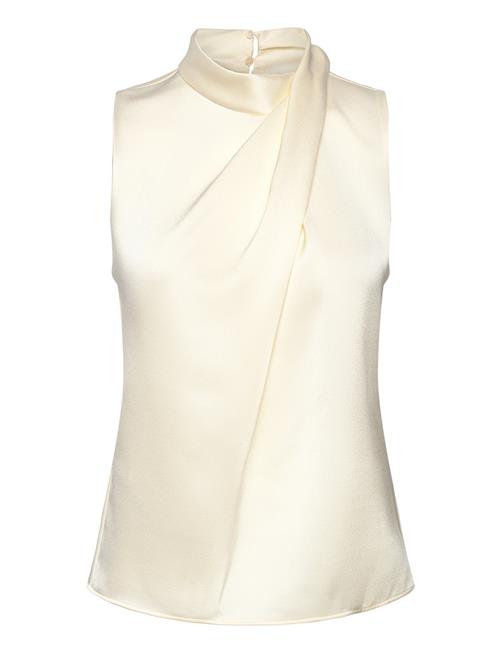 Turtleneck Draped Satin Blouse Mango Cream