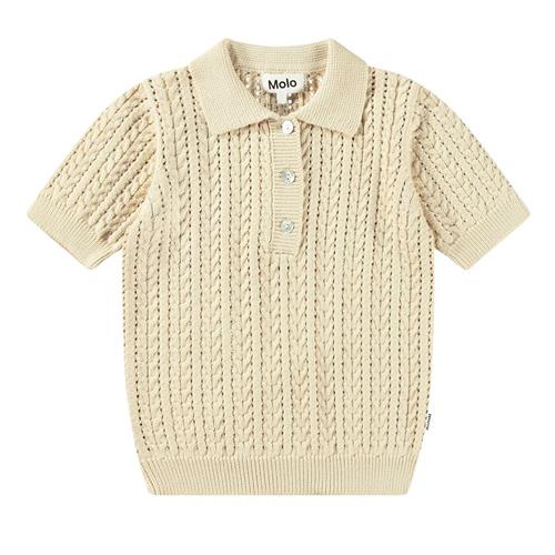 Molo Gretel Knitted Polo Shirt Brazilian Sand 134/140 cm  Beige  134/140 cm  kvinde