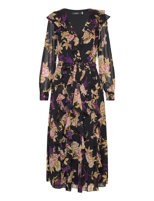 Floral Ruffle-Trim Georgette Dress Lauren Ralph Lauren Black