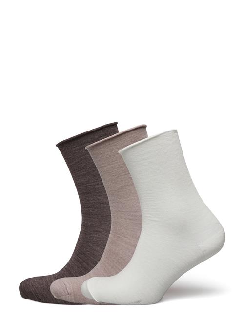 Sock 3 P Merino Roll Edge Lindex Beige