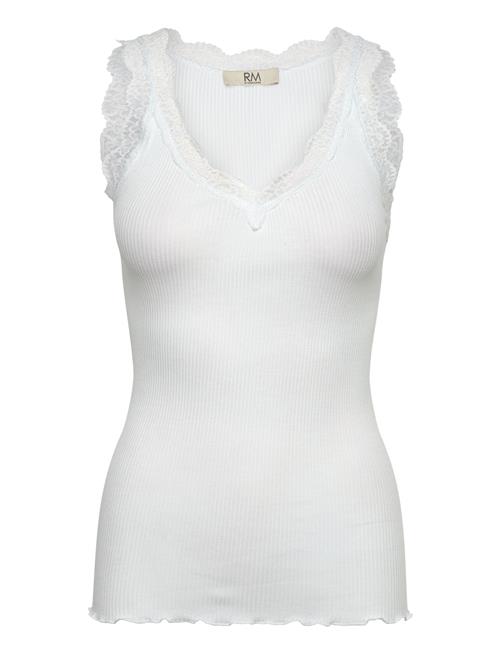 Rmwbalta Modal Sl Lace V-Neck Top RM By Rosemunde White