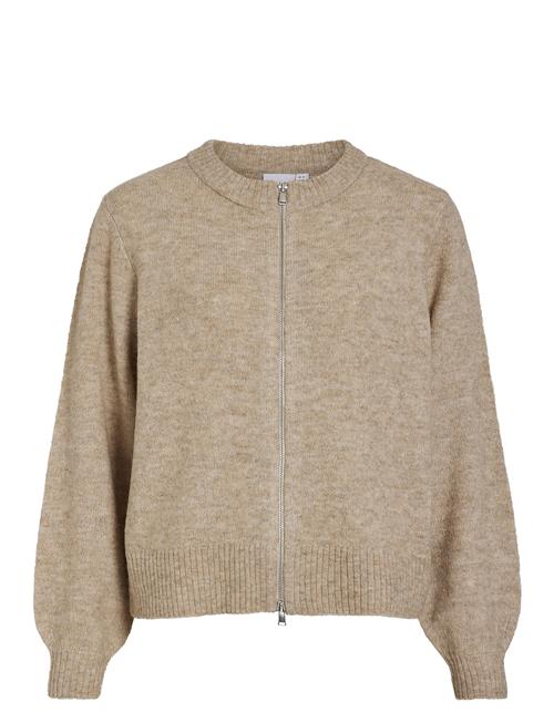 Vizichy O-Neck L/S Zip Knit Cardigan/R Vila Beige