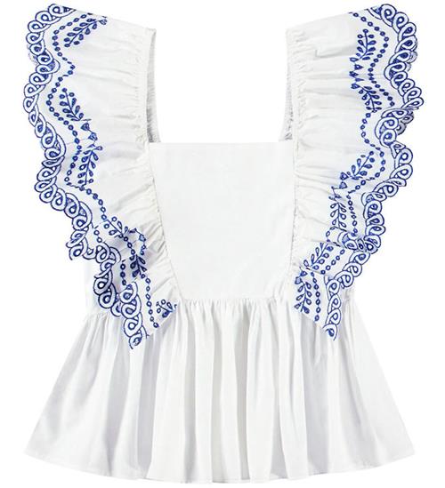 Molo Bluse - Rosamond - Crisp White m. Hulmønster