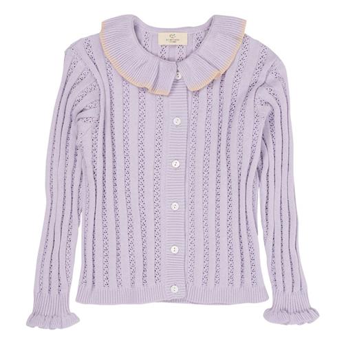 Copenhagen Colors Pointelle-strikket Cardigan Med Krave Lavender 110 cm  Lilla  110 cm  kvinde