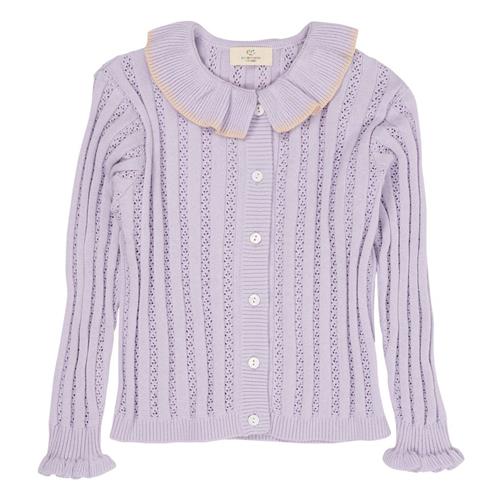 Copenhagen Colors Pointelle-strikket Cardigan Med Krave Lavender | Lilla | 110 cm