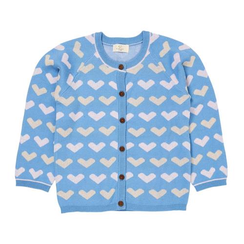 Copenhagen Colors Heart Strikket Cardigan Sky Blue 122 cm  Blå  122 cm  kvinde