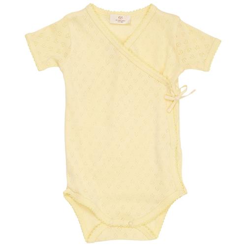 Copenhagen Colors GOTS Heart Pointelle Kortærmet Baby Body Pale Yellow | Gul | 50 cm