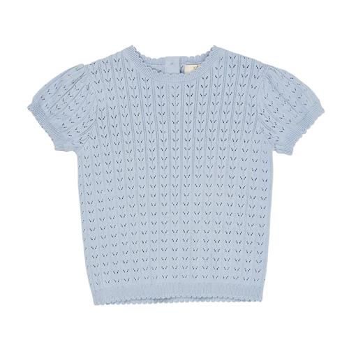 Copenhagen Colors Strikket Pointelle-bluse Dusty Blue | Blå | 86 cm