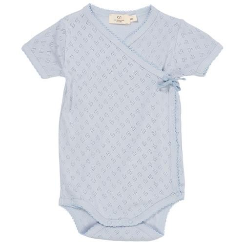 Copenhagen Colors GOTS Heart Pointelle Kortærmet Baby Body Dusty Blue | Blå | 50 cm